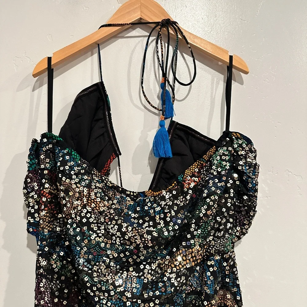 Anthropologie Verb by Pallavi Singhee Halter Cutout Sequin Midi Dress Size XL - Picture 8 of 14